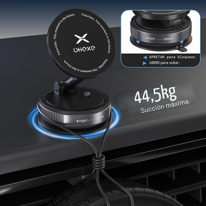 Soporte de teléfono magnético para Coche con Ventosa para Soporte Magsafe, Soporte para teléfono de Coche con Ventosa Ultra Ajustable 360° para iPhone 17 Pro MAX 16 15 14 13 12 Air Plus (Negro) — foto 6 de 8
