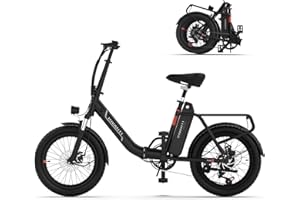 INVANTI Electric Bike, 20" Fat Tire Step-Thru Electric Bicycle, 900W Peak Motor 45 Miles 20MPH Top Speed, Dual Suspension & 7-Speed Folding Ebike for Adults with Rear Rack