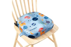 JOYPONY Toddler Booster Seat for Dining Table, 4 inch Ergonomic Design Dining Chair Heightening Cushion Portable Dismountable Eating, Washable Kids Toddler Booster Cushion, Adjustable Elasticity Straps(Space)