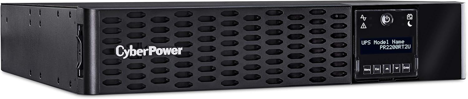 CyberPower PR2200RT2U Smart App Sinewave UPS System, 2200VA/2200W, 8 Outlets, 2U Rack/Tower, AVR