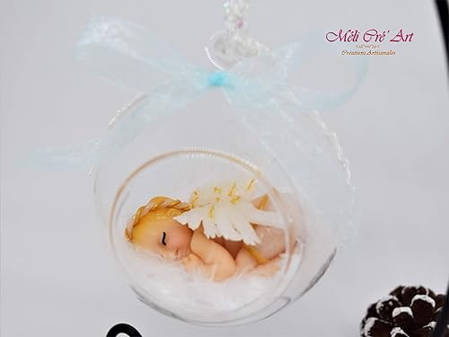 Boule De Noel Suspension Pour Sapin Ornement Bebe Enfant Mon Premier Noel Garcon Ange Amazon Fr Handmade