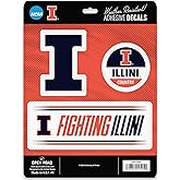 University of Illinois Team Spirit Adhesive Vinyl Decals - Fun Set of Illinois Stickers for Car, Window or Laptop