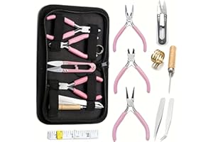 Jewelry Making Tools Kit: 6pc Set, Including Needle Round Nose, Wire Cutters, Crimper & End Nippers for Beading & Craft