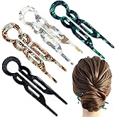4 PCS French Hair Pins, Prestige Hair Pin for Women French Hairpin U-Shaped Elegant Clips Decorative New Styling Accessories for All Types (Retro)