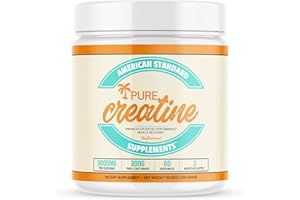 American Standard Supplements Pure Creatine Monohydrate Micronized Powder, Unflavored, Muscle Growth & Recovery, Performance, Endurance, Strength, Workout, 5000mg per Serving, 60 Servings, 300 Gram