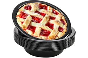 Suwimut 10 Pieces Mini Pie Pans, 5 Inch Individual Small Round Cake Pan, Reusable Nonstick Carbon Steel Pie Tins for Oven and