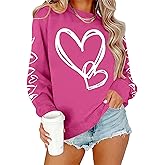 Ithalt Valentines Day Shirts Women Valentine Crewneck Sweatshirts Love Heart Sweatshirt Valentine's Long Sleeve Tops
