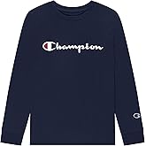 Champion Boys Long Sleeve Tee Shirt Kids Tops (Navy, Medium)