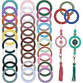 CYEENUT Silicone Beadable O Rings 65mm Round Silicone Loop to Make Key Chain Beads for Bracelet Necklace (pinkbluered)