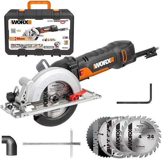 Worx Scie Circulaire 500w Wx439 2 4200 Rpm Profondeur De Coupe 30 46mm Lame Taille 120mm Pour Couper Bois Metal Carreaux Plaque Amazon Fr Bricolage