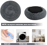 Nepfaivy Calming Dog Cat Donut Bed 23.6in Dark Grey Non-Slip Washable view 6