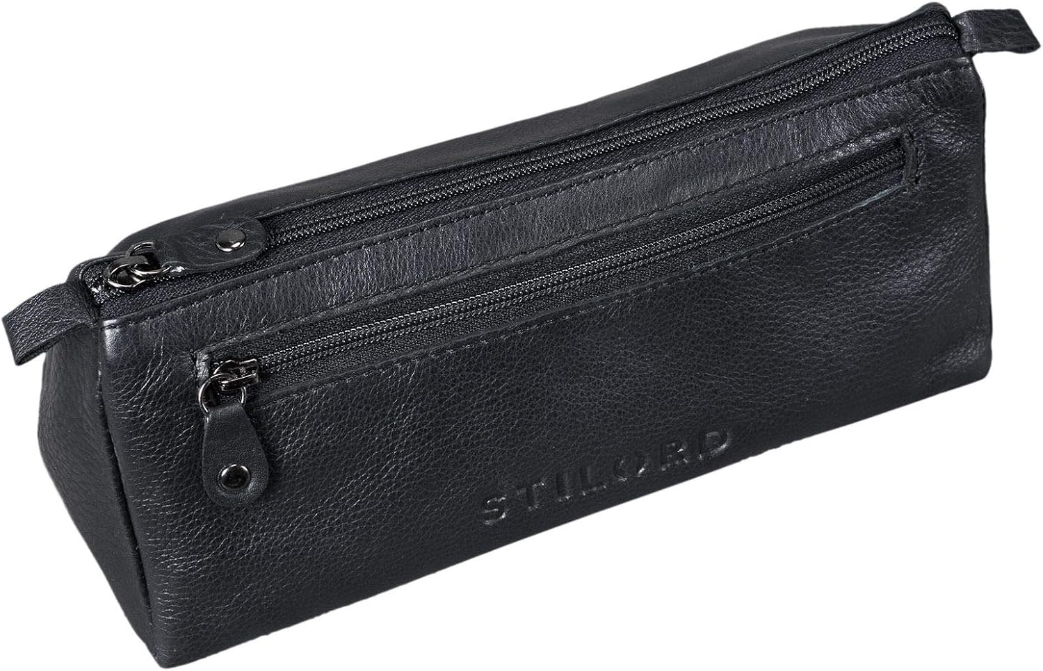 STILORD "Alexis" Leather Pencil Pouch Vintage Pen Case Holder with Zipper for Women Men for School Office in Genuine Leather Colour:Black - Image 4