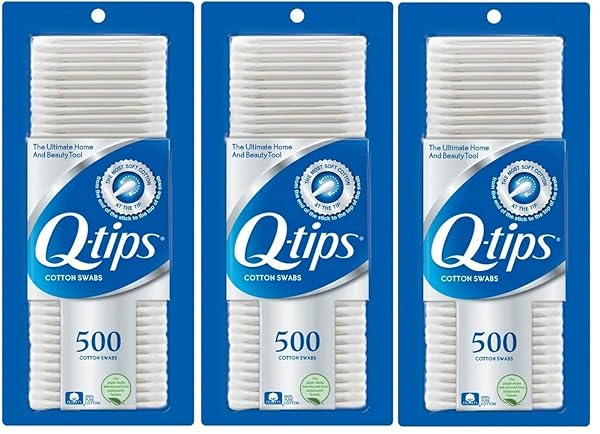 Q-TIPS COTTON SWABS, 500 COUNT (PACK OF 3)