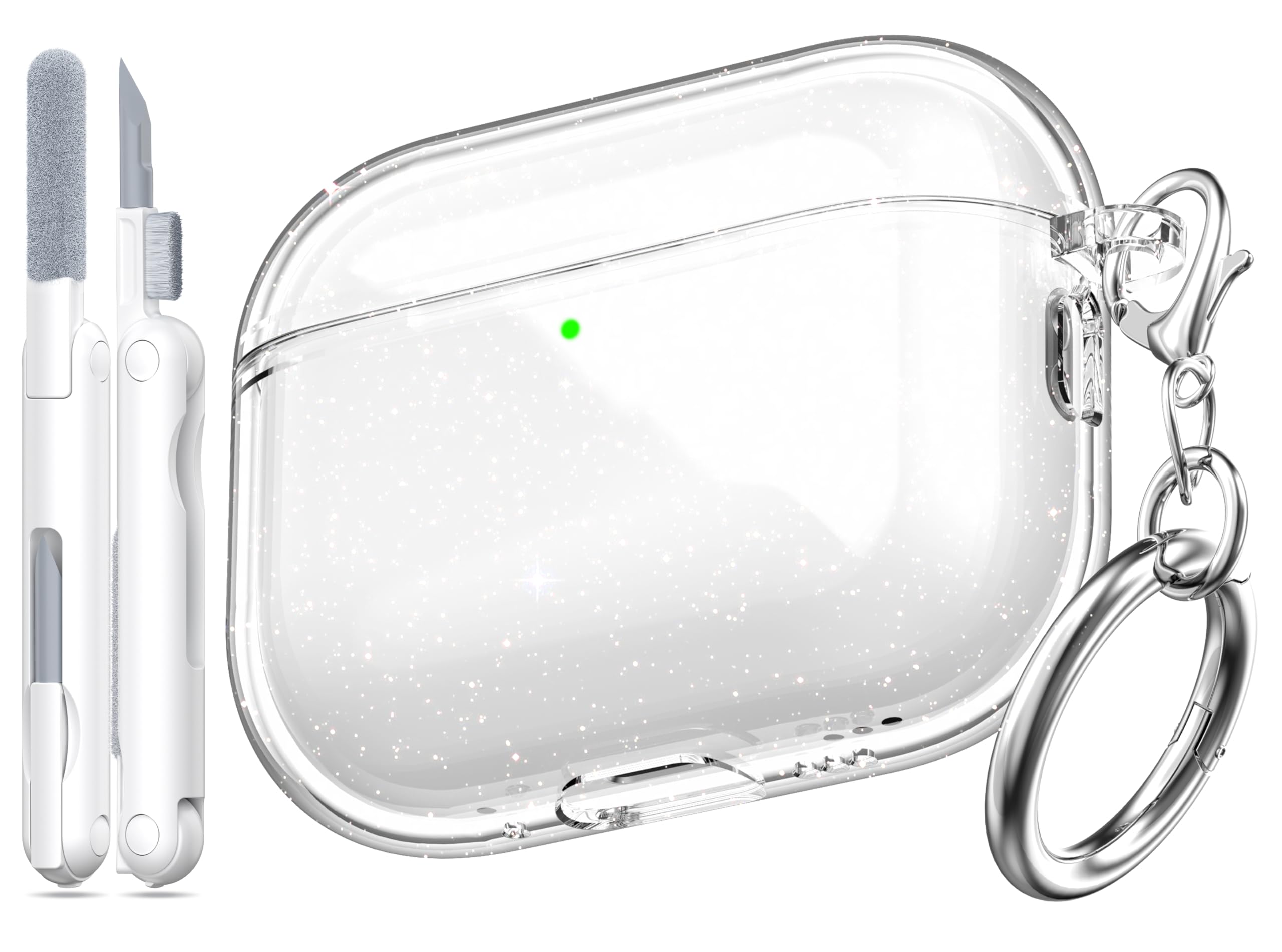 Photo 1 of ***FOR PARTS/ MISSING ASSEMBLY PIECES**** MHYALUDO for AirPods Pro 3 Clear Case 2025, Military-Grade Shockproof, Soft TPU Highly Transparent Anti-Yellowing for AirPods Pro 3 Case with Cleaning Kit & Cute Round Buckle, Clear Gitter