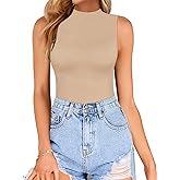 CLOZOZ Turtle Neck Tank Tops for Women Sleeveless Mock Neck Turtlenecks Slim Fitted Tops