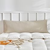 WARMDERN Waffle Weave Pillowcases Body Size 1 Pack Pillow Cases Soft Microfiber Pillow Case Covers Set of 2 Boho Woven Textured Pillowcase with Envelope Closure(Khaki, Body, 20x54 Inches)