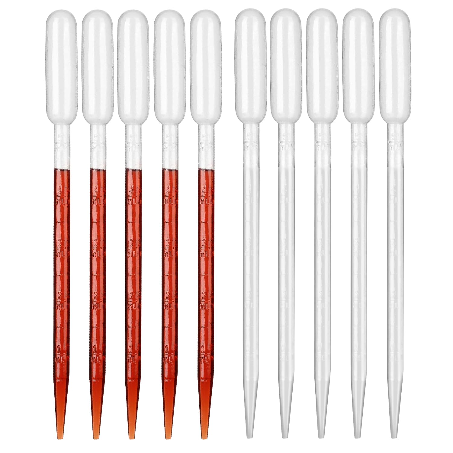 Hyber&Cara 100Pcs 5ml Transfer Plastic Dropper Pipette Transparent Graduated Disposable Pasteur Pipette for Liquid
