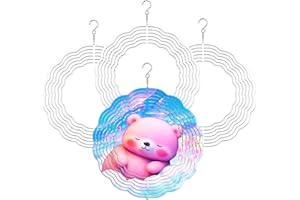 HYHOSHI 4Pack10inch Sublimation Wind Spinner Blanks, 3D Aluminum Double Sided Sublimation Wind Powered Kinetic Sculpture for Yard and Garden Art(Round)
