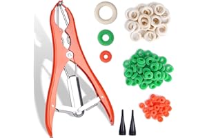 KHEARPSL Goat Banding Kit Livestock Castration Bander Castration Tool with 3 Sizes of Bands for Lambs Goats Piglets Calves, Balloon Expander Tool for Stuffing Balloon Expansion Pliers