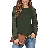 Buauty Womens Sweatshirts Crewneck Cable Knit Sleeve Pullover Sweaters Lightweight Fall Fashion Casual Tunic Tops