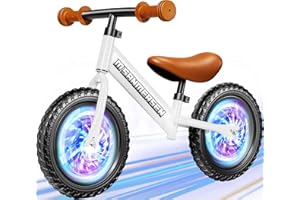 M SANMERSEN Colorful Lighting Toddler Balance Bike 2 3 Year Old,Balance Bike for Age 24 Months to 5 Years Old 12Inch Lightweight Steady Balancing Bike with Adjustable Handlebar&Seat,Birthday Gift for 2 3 4 5 Kids
