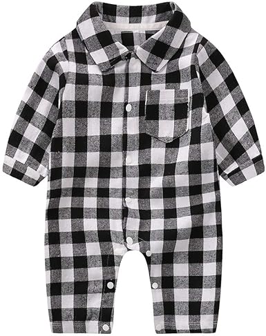 plaid romper baby boy