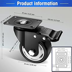 3" Caster Wheels Set of 24, Heavy Duty Casters with