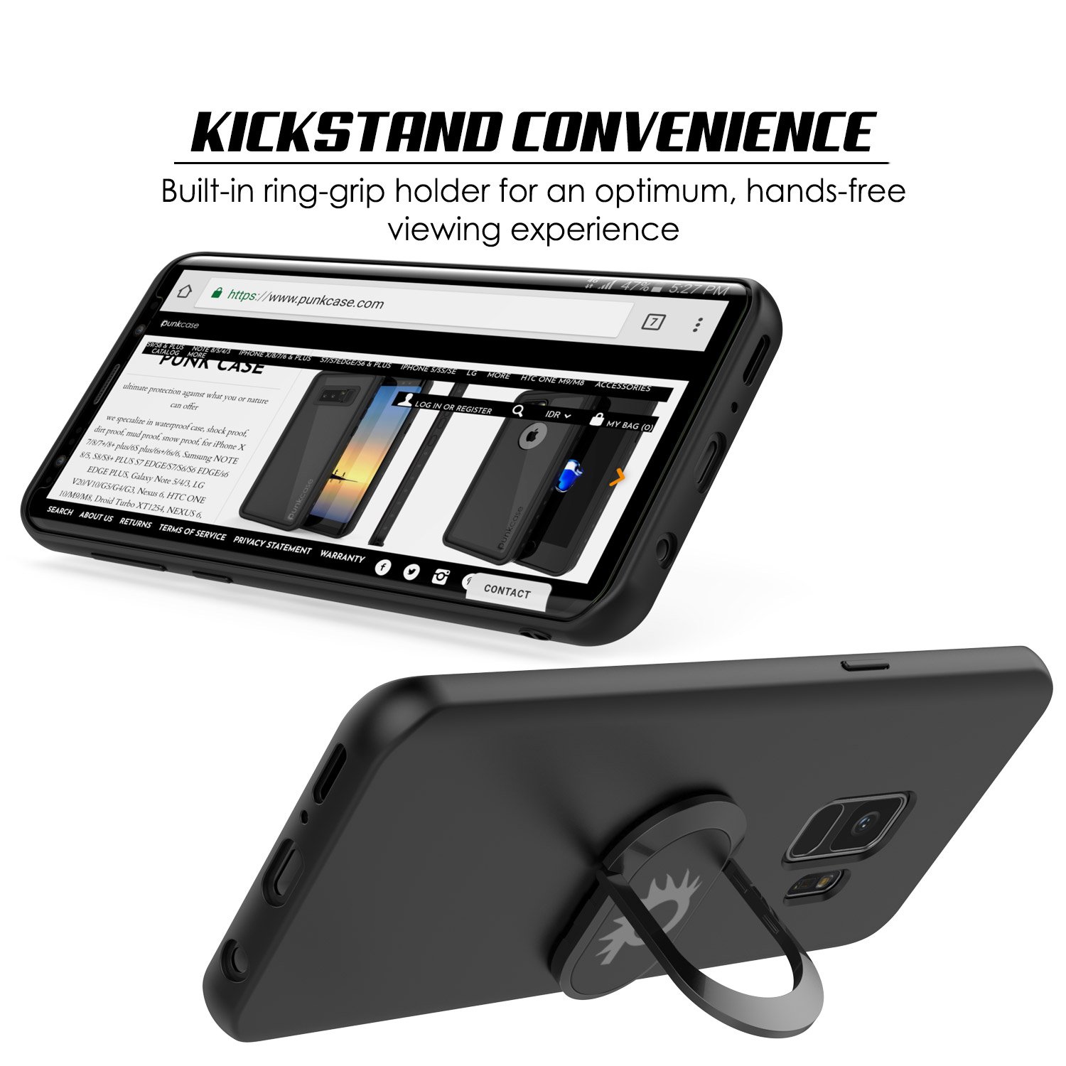 Galaxy S9 Case, Punkcase Magnetix Protective TPU Cover W/Kickstand, Ring Grip Holder & Metal Plate for Magnetic Car Phone Mount Plus PunkShield Screen Protector for Samsung S9 Edge [Black]