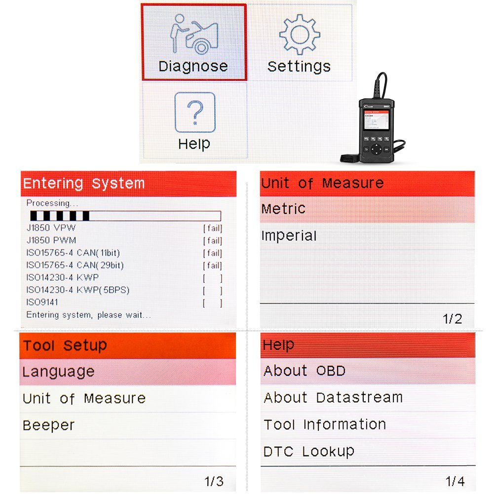 OBD2 Code Reader,Launch CReader 5001 OBDII/EOBD Scanner Diagnostic Scan Tool with O2 Senor Test and On-board Monitor for OBD2 Vehicles