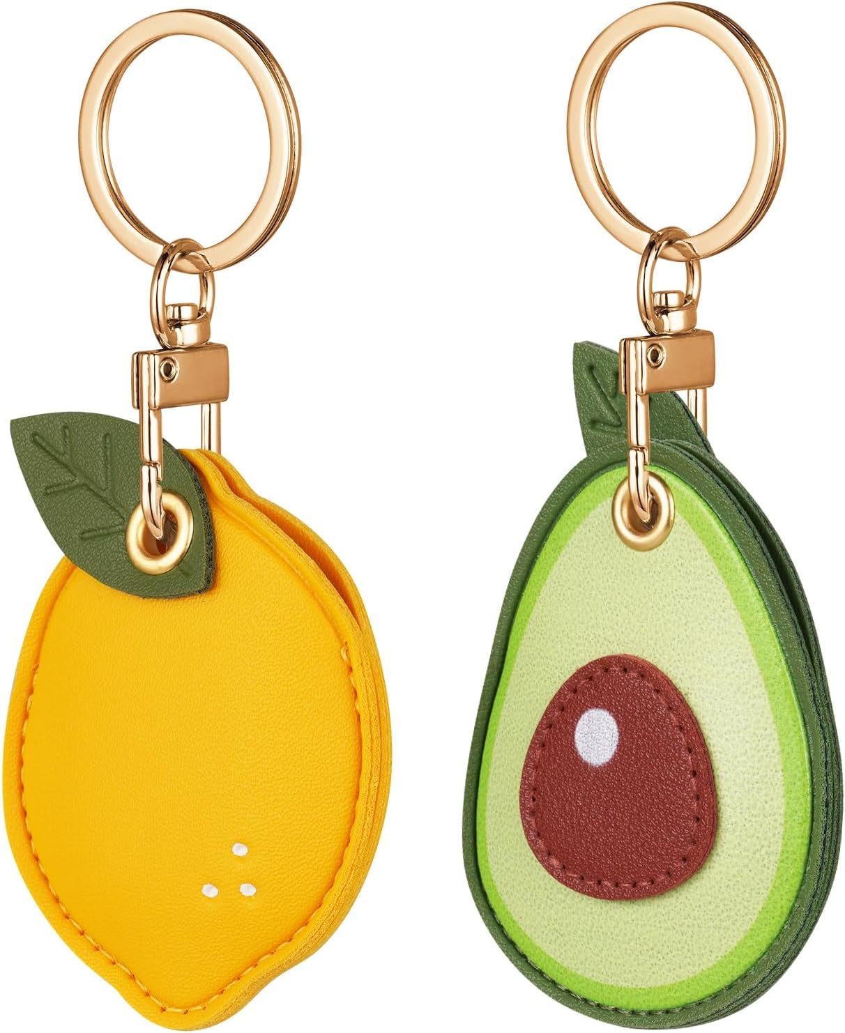 AXFEE 360° AirTag Protective Case, Cartoon Leather Keyring Case For Apple AirTag, Decorative Holder