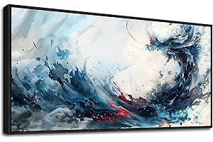 hyidecorart Canvas Prints Wall Art For Living Room Abstract Painting Wall Artworks Wall Decor for Bedroom Hang Pictures For Office Decoration Minimalism Watercolour Posters Black Framed Hotel Mural