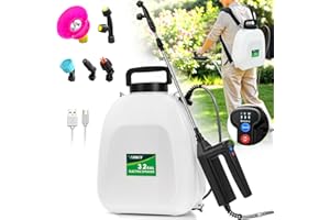 Battery Powered Sprayer 3.2 Gallon, VAXMAY Backpack Sprayer with 3 Adjustable Speeds, Battery Indicator, 5 Mist Nozzles, 41" Retractable Wand, USB Rechargeable Weed Sprayer for Lawn Garden Yard