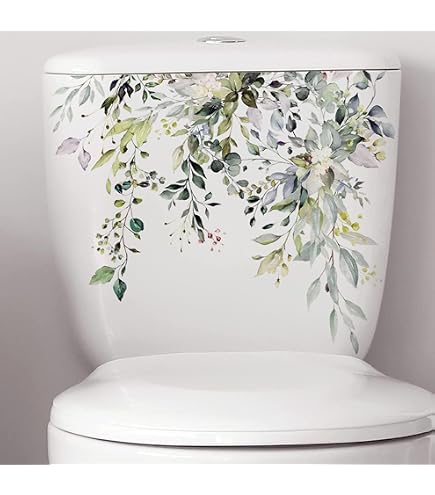 Autocollant mural imperméable pour abattant de toilettes, réservoir de cuvette de toilette, feuille de printemps, papillon