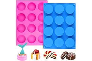 shypeg Round Cylinder Silicone Mold 2Pcs Classic Collection 12 Holes Mold Shapes for Chocolate Cake Candy Pudding Mini Soap C