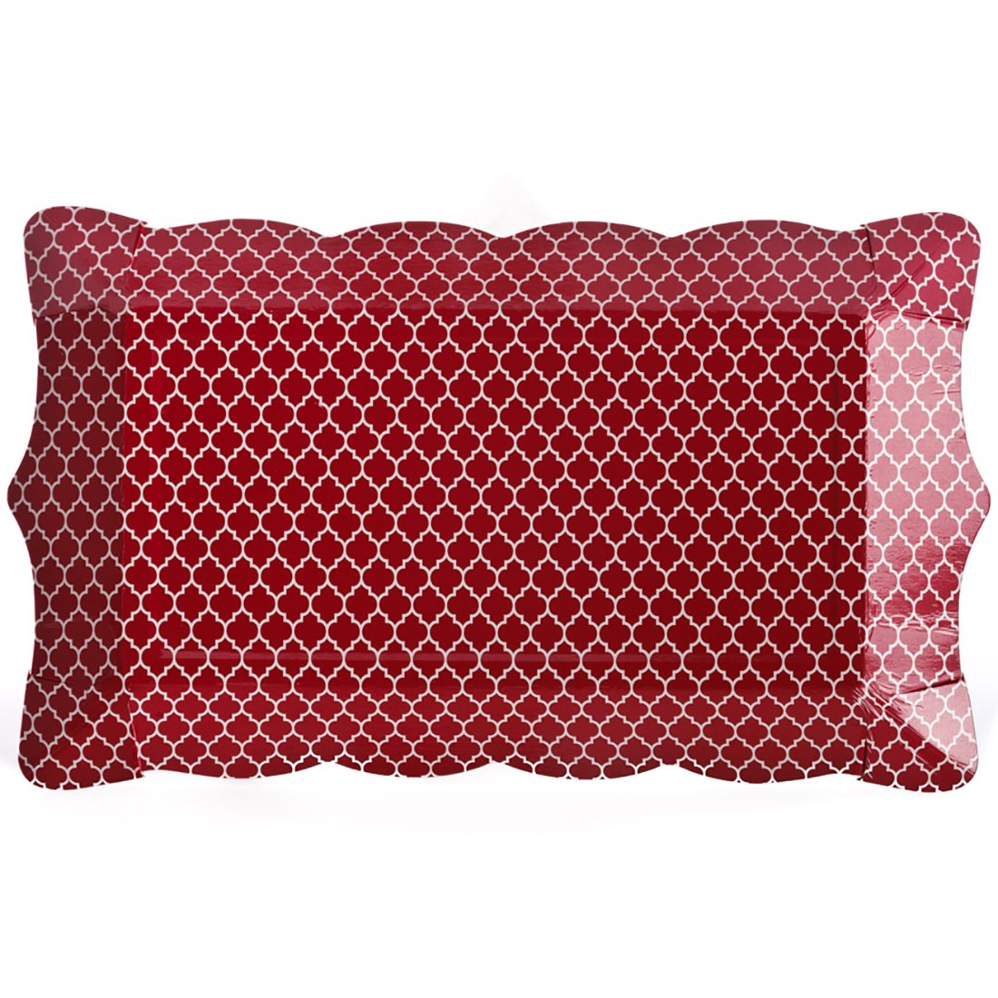 Simply Baked Paper Buffet Tray 4x9-Inch Scarlet Quadrafoil 6-Pack Disposable and Beautiful for Serving & Entertaining Anytime