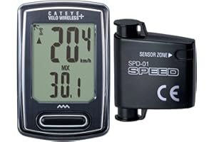 CatEye, Velo Wireless + (Urban), Cyclocomputer, Black, Backlit One Size