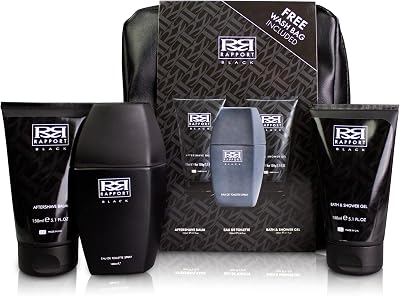 Three Pears Rapport Black Mens Fragrance Gift Set 100ml EDT 150ml Shower Gel