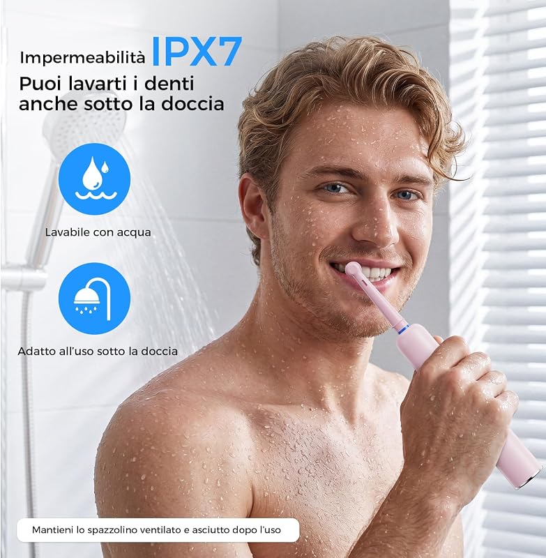Spazzolino Elettrico Rotante per Denti Sensibili, Rosa