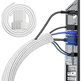 White Cable Sleeve(Length 10ft, Diameter 1/2 to 1 Inch Expandable), Braided Cable Sleeve Split& Self-wrap Sleeving for Usb Ca
