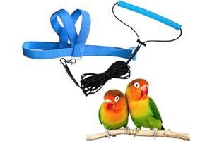 VANTRONIK VANFAVORI Adjustable Bird Harness with 80 Inch Leash, XS Size for Peony Parrot Love Bird Weight 40-55 Grams with Outdoor Flying Training Rope, Blue