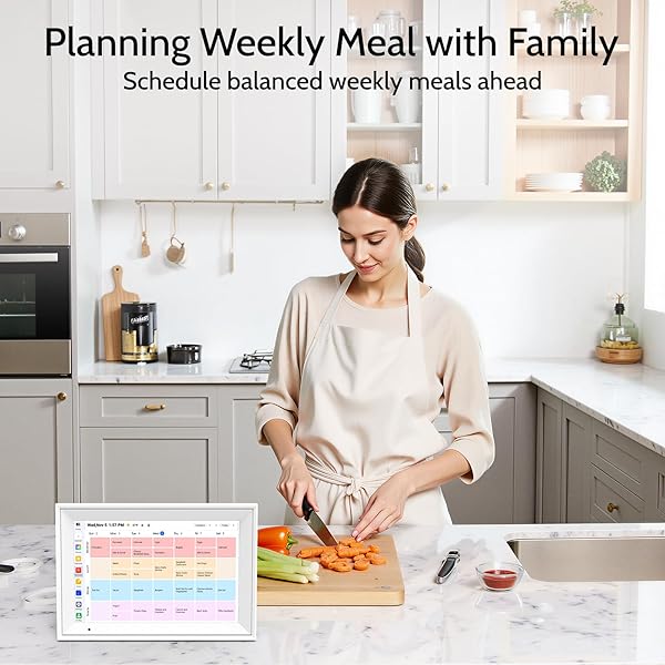 LINKDAZE DIGITAL CALENDAR 10.1” ELECTRONIC CALENDAR FOR FAMILY SCHEDULES, WIFI SMART CALENDAR BUILT-IN 32GB MEMORY, 1280 * 800 IPS HD TOUCHSCREEN INTERACTIVE FAMILY PLANNER & MEAL PLANNER-WHITE