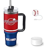 Veminei Tumbler 30oz Straight Skinny Car Cups With Insulated Cup Sleeve Portable Handle, Sports Travel Coffee Mug, Stainless Steel, Insulated,Classic Collection Gifts for Fans