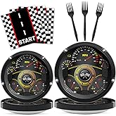 96Pcs Race Car Party Plates and Napkins for Baby Shower Birthday Decorations Supplies Racing Themed Paper Dessert Plates Start Your Engines Tableware Set for Kids Boys 24 Guests Party Decorations