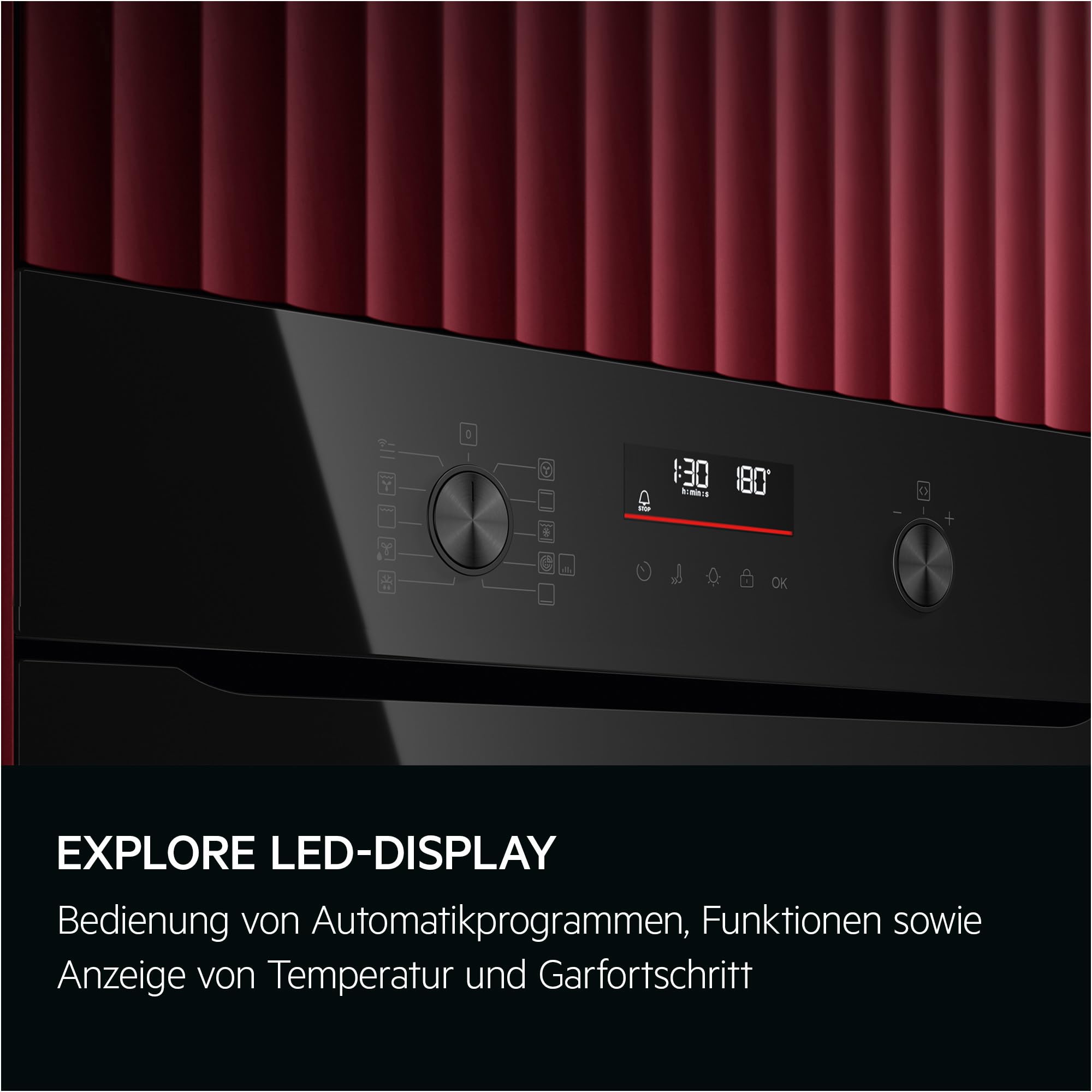 AEG Einbaubackofen, Serie 5 Ringheißluft: Gleichmäßige Garergebnisse auf 3 Ebenen, Pyrolyse Selbstreinigung, 45 Automatikprogramme, LED-Touchdisplay, Schnellaufheizung, Schwarz, TU5PB40WSK 3