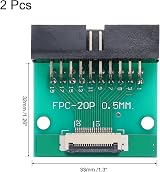 sourcing map 2x FFC FPC 20 Pin 0.5mm to 2.54mm Dual Row Pin Header Adapter Board view 2