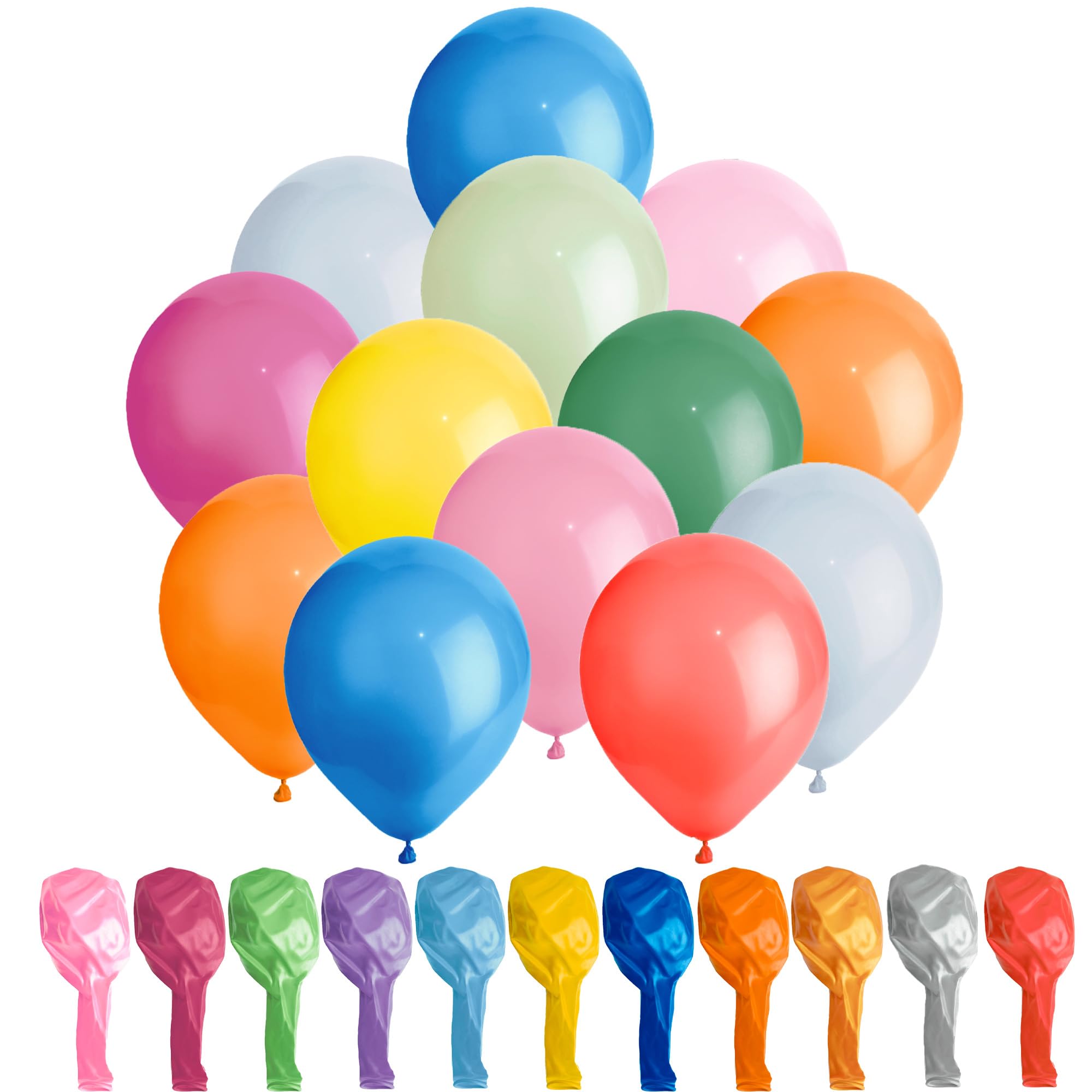 Rainbow Party Balloons 100 Pack Metallic Multicoloured, Large 12 Inch Thick Latex Biodegradable Helium Party Ballons for Birthday, Wedding, Baby Shower Events Decoration Arch Garland