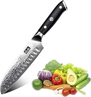SHAN ZU Damast Santokumesser Kochmesser 67 Schichten Damastmesser Messer mit G10 Griff - PRO Series