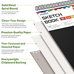 Soucolor 9" x 12" Sketch Book, 1-Pack 100 Sheets