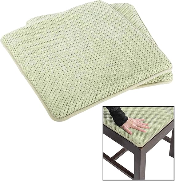 HOMESCAPES Sage Green Memory Foam Seat Pads Set of 2 with NonSlip