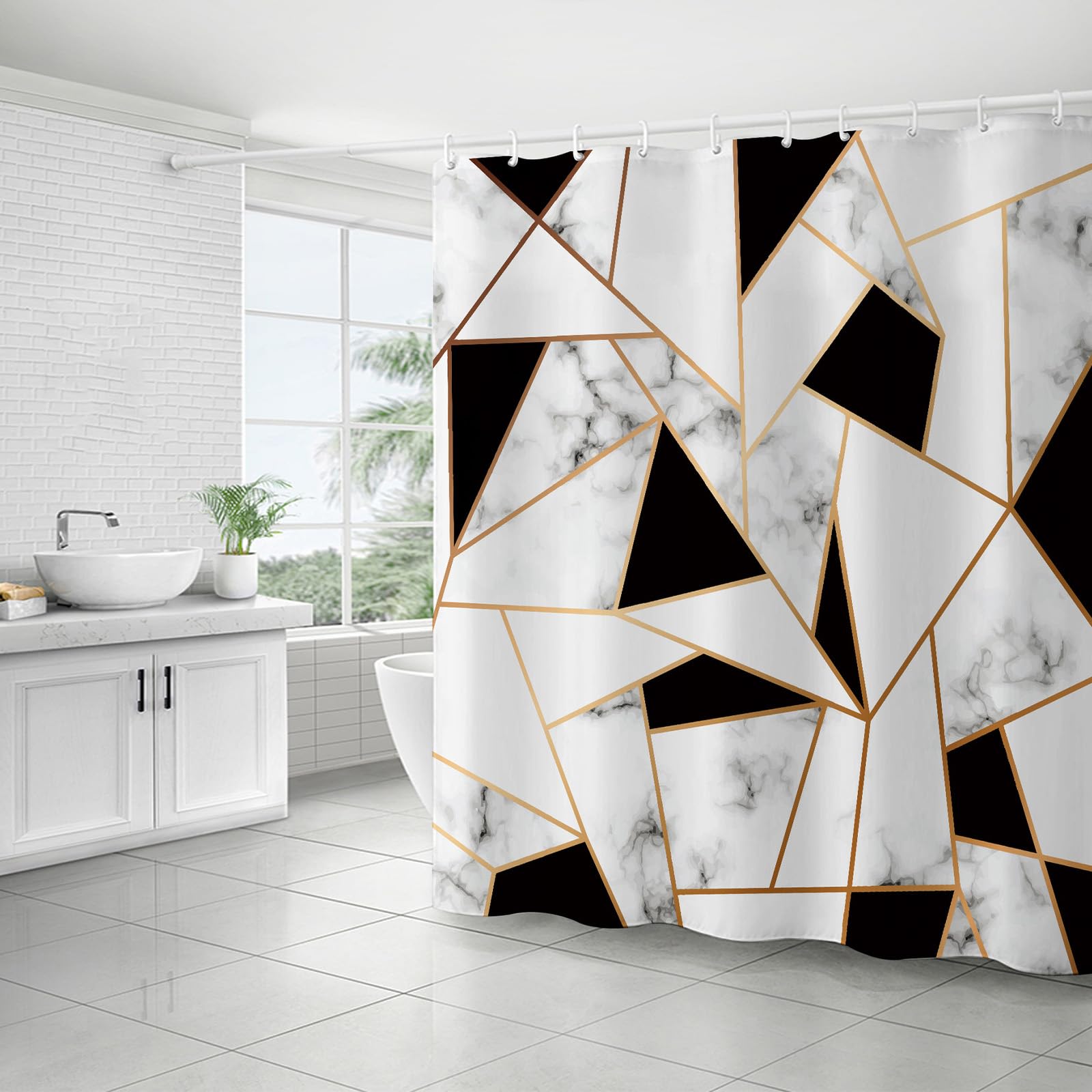 FAIRYGATE Black Shower Curtains Mordern Home Black White Shower Curtain Waterproof Fabric Pattern Neutral Bathroom Decor 180 x 180 cm B8921
